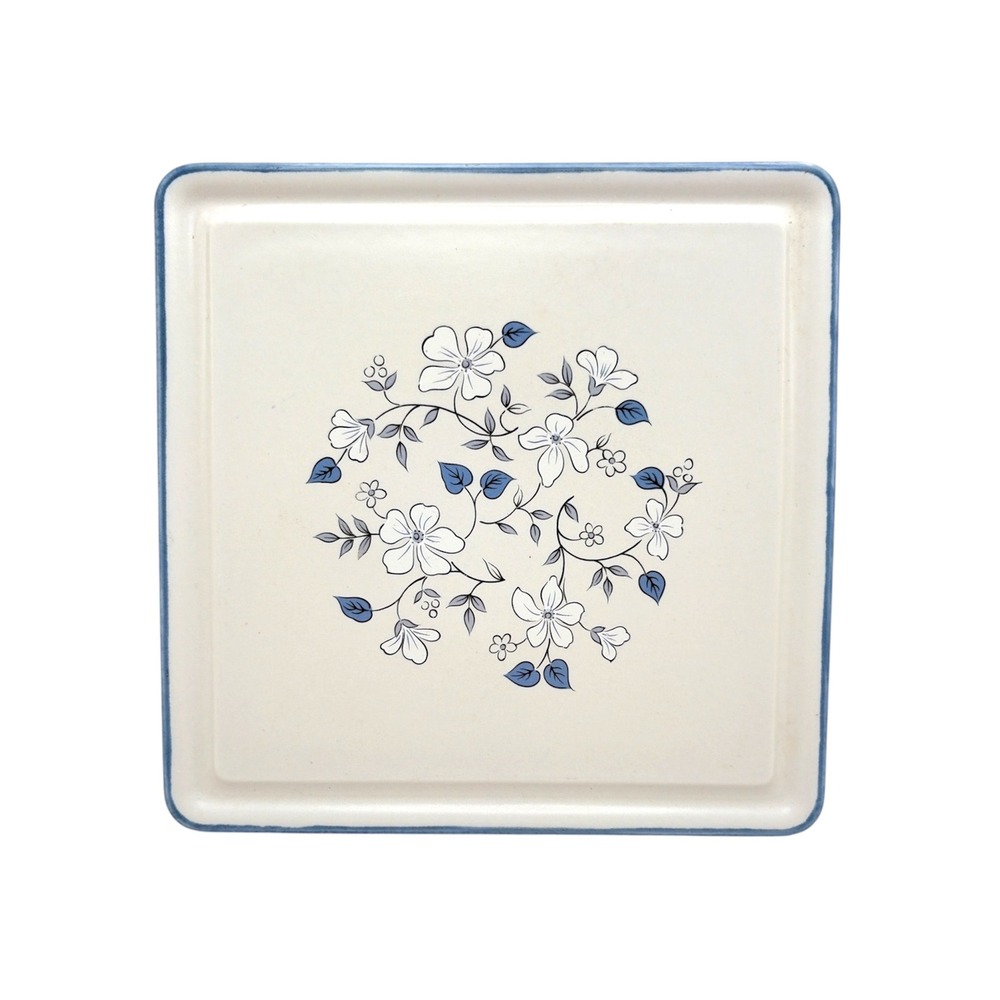 Vintage Covington Edition Avondale Stoneware Trivet 7.5" Blue Floral Japan